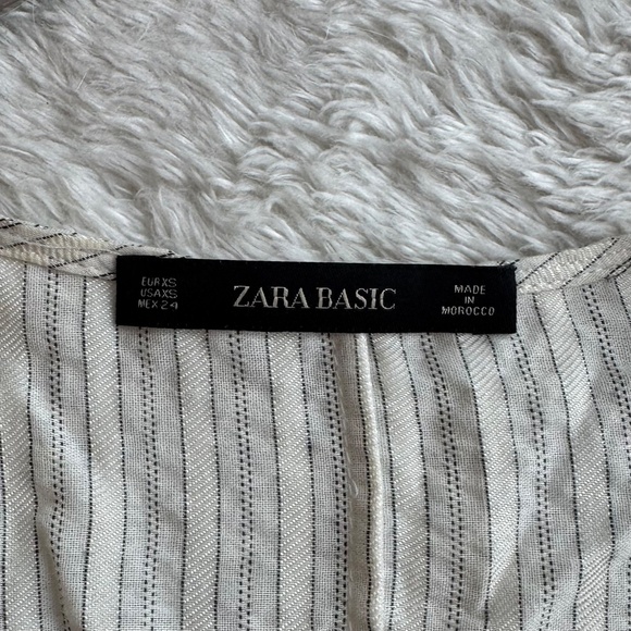 Zara Wrap Linen Romper Dress Beige Natural XS Mini - Picture 2 of 2